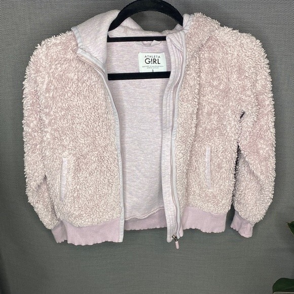 Athleta Other - Athleta Girl Pink Sherpa Zip Up Hoodie jacket